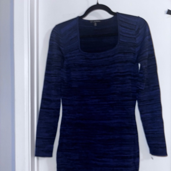 Navy blue striped long sleeve dress - Picture 1 of 5